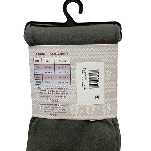 Muk Luks Leggings Olive Sm/Med Fleece Lined New with Tags - Picture 3 of 4